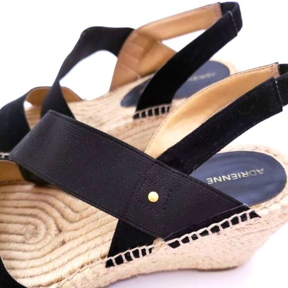 Adrienne Vittadini Women’s Strappy Wedge Sandals Black Size 8 M Shoes - Picture 2 of 7